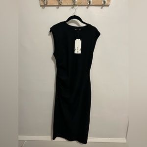 Zara Ruched Ribbed Black Dress - NWT